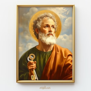 St Peter printed poster / Saint Peter the Apostle Painting / Patron Saint Wall Art / Christian Wall Art / St Peter Icon / Catholic Art Print