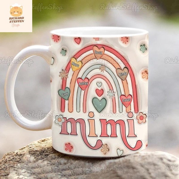Personalised Rainbow Mug, Custom 3D Inflated Effect Mug, Rainbow Mama Coffee Mug, Custom New Mum Mug, Mom Life Mug