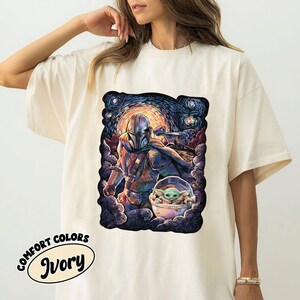 Star Wars Comfort Colors Tshirt, Mandalorian Tshirt For Men Women, Baby Yoda Tee, SciFi Tee Shirt, Movie Fan Gift