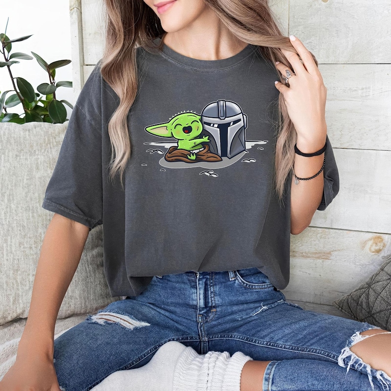 Star Wars Comfort Colors Tshirt, Mandalorian Tshirt For Men Women, Baby Yoda Tee, Sci-Fi Tee Shirt, Geek Culture Gift