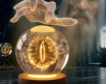 Fantasie oog kristallen bol nachtlampje, gloeiende esthetische decoratie, Sauron Oog kristallen lamp, uniek woonaccessoire, gepersonaliseerd cadeau-idee
