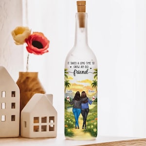 It Takes A Long Time To Grow An Old Friend Personalized Bottle Lamp, Soul Sisters Gifts 2025, BFF Birthday Gift, Graduation Gift, Best Friend