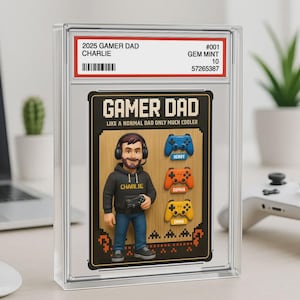 Placa de acrílico personalizada con tarjeta coleccionable de papá gamer, regalo del Día del Padre para papá gamer, regalo para papá, regalos para esposo