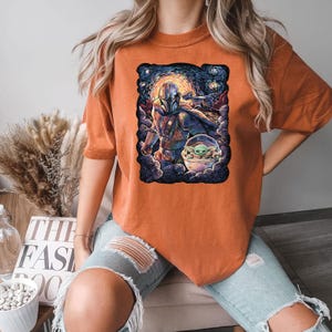 Star Wars Comfort Colors Tshirt, Mandalorian Tshirt For Men Women, Baby Yoda Tee, SciFi Tee Shirt, Movie Fan Gift