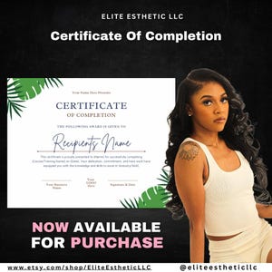 Certificate of Completion | Green Certificate Of Completion | Certificate of Completion Template | Certificate Template | MUA | Esthetician