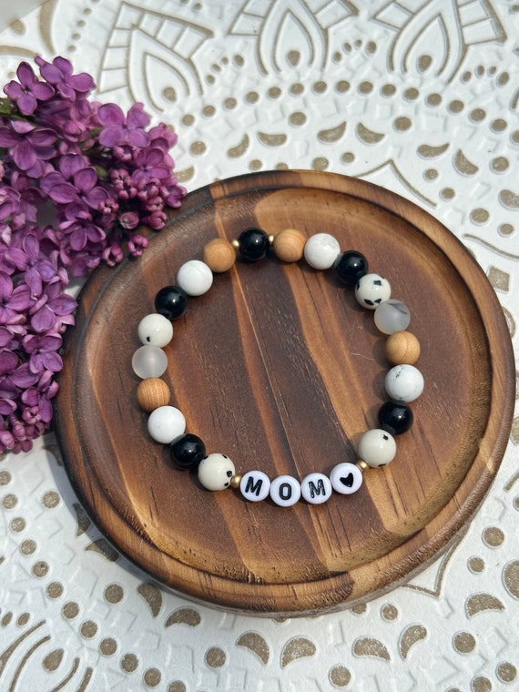 MANVEN Regalo Mamma originale Regalo per la Festa della Mamma Bracciale Compleanno Natale Gioielli da Donna Bracciale in pietra naturale 40 50 60 70 Anni