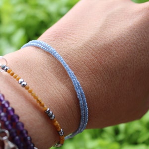 Periwinkle Blue & Purple Seed bead double bracelet wrap, Star Amethyst choker necklace, dainty layering, Stacking, Educator gift for her