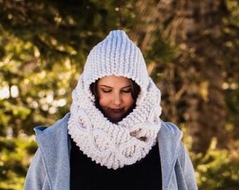 Cross Country Hooded Infinity Cowl Knitting Pattern Pdf