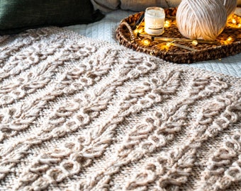 Snow Fern Blanket - Knit PDF Pattern