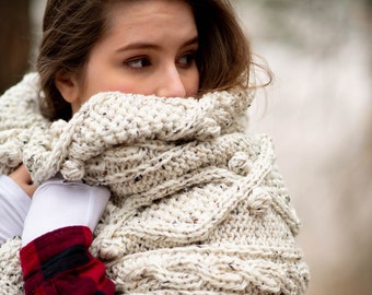 Winter Cabin Throw Knit PDF Pattern
