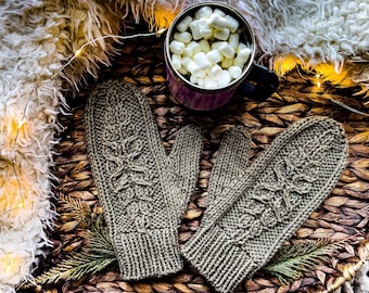 Snow Fern Mittens - Knit PDF Pattern