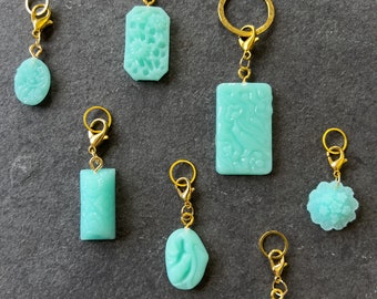 7 Piece Sea Glass Progress Keeper/Stitch Marker Set (18-k Gold)