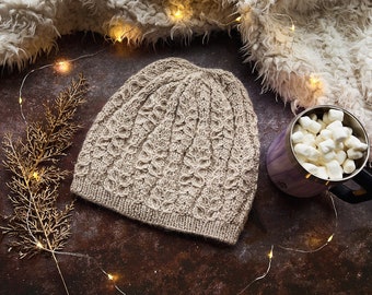 Snow Fern Hat (DK) - Knit PDF Pattern