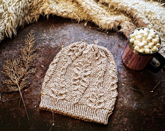 Snow Fern Hat - Knit PDF Pattern