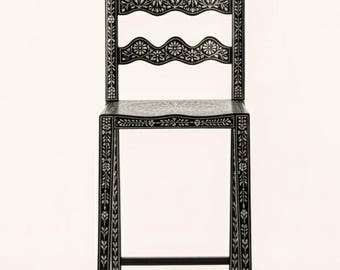 Floral Bone Inlay Bar Stool | Handmade Tarang Boho Counter Seating.