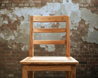 Handcrafted Solid Wood Bar Stool – Minimal Rustic Kitchen Counter Chair