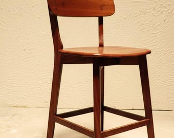 Handcrafted Solid Wood Bar Stool • Mid-Century Modern Accent Chair