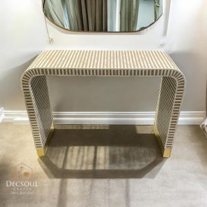 Handmade Bone Inlay Coffee Table: Striped Boho Chic