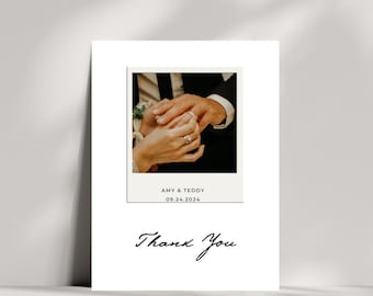 Minimalist Wedding Thank You Card with Photo, Editable Template, Printable Photo Thank You, Modern Wedding Thank You Card, Digital Download