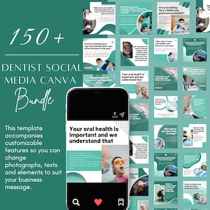 Dental Social Media Template Bundle, Dentist Social Media Post, Social Media Canva Template, Fitness Media Template for Social Media Doctors