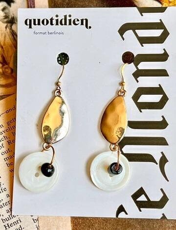 Le Monde Gold and Pearl Drop Earrings, Chanel-inspired.