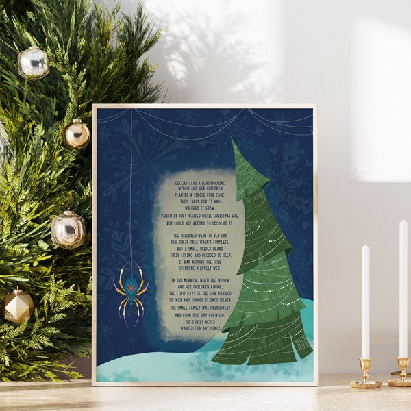 Christmas Wall Art, Printable, Legend of the Christmas Spider, Christmas Printable, Holiday Decor