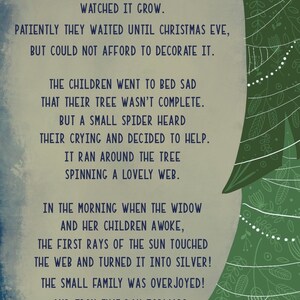Christmas Wall Art, Printable, Legend of the Christmas Spider ...