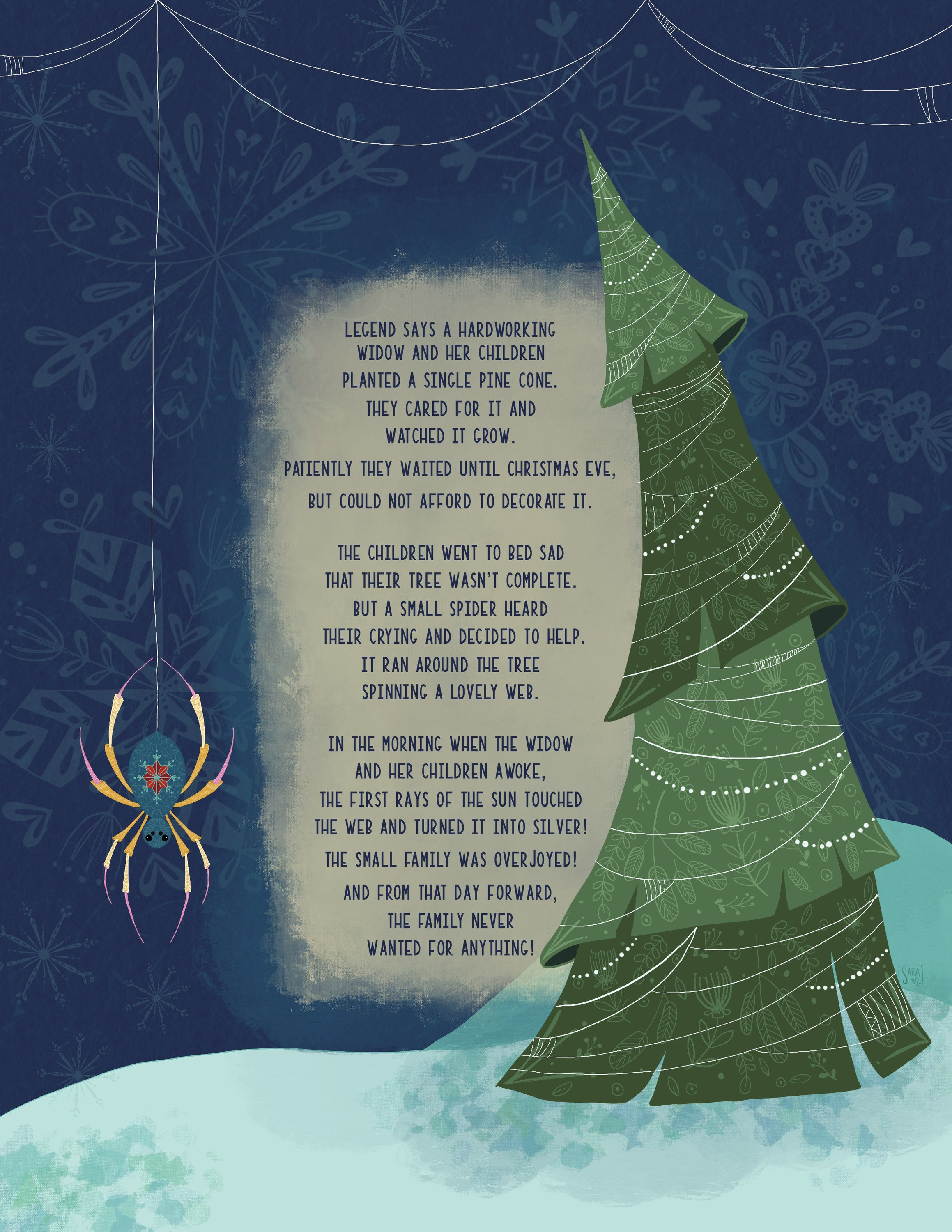 christmas wall art, printable, legend of the christmas spider