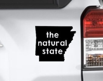 The Natural State Vinyl Decal Bumper Sticker, State of Arkansas, Get Out and Hike, Explore the Outdoors, Ouachita River, Hunting Camping AR