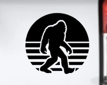 Sasquatch with moon vinyl decal sticker, Retro Moon Tumbler Decal, Bigfoot is Real, Window Glass, Arkansas Big Foot, Nature Outdoor Vibe