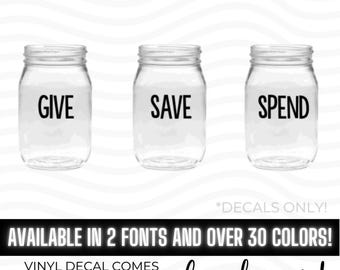 Give Save Spend Vinyl Decal Stickers, Dave Ramsey Style, Gazelle Intense, Kid Piggy Bank Jar Stickers, Cash Money Envelope Labels