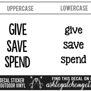 Give Save Spend Vinyl Decal Stickers Dave Ramsey Debt is Dumb Gazelle ...