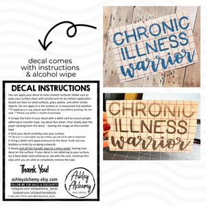Chronic Illness Warrior Vinyl Decal Bumper Sticker, Pain Warrior, Chronically Ill, Spoonie Warrior, Autoimmune Awareness, Lyme Sucks, POTS image 3