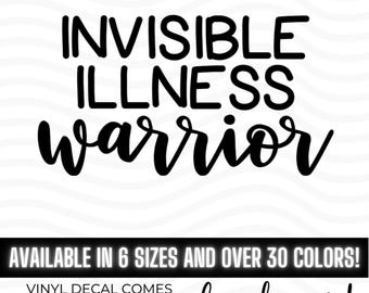 Invisible Illness Warrior Vinyl Decal Bumper Sticker, Chronic Pain Warrior, Chronically Ill, Spoonie Awareness, Fibromyalgia, Arthritis