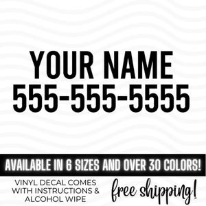 Personalized Name and Phone Number vinyl decal sticker, Call Me Bumper Sticker, Custom Business Sign, Travel Notary Advertisement