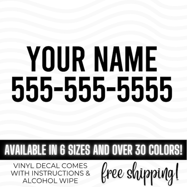 Custom Phone Number Sticker Etsy