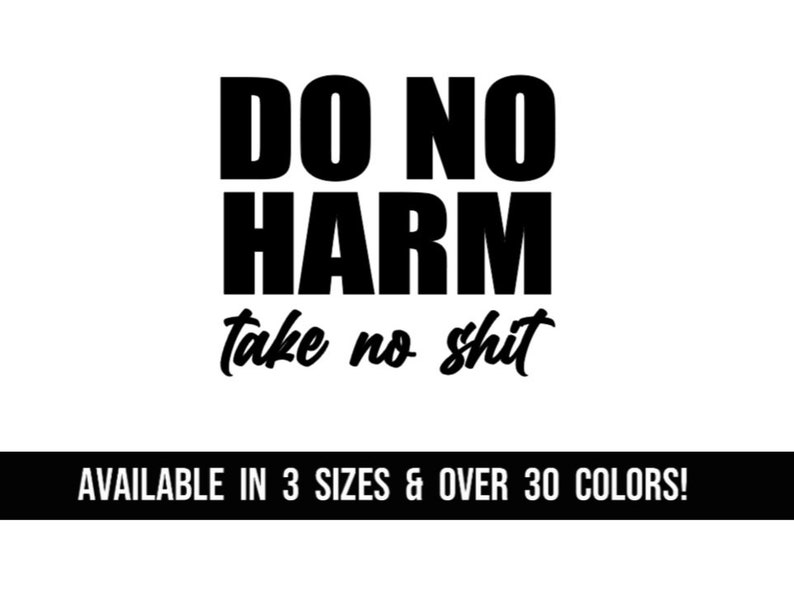 Do No Harm Take No Shit Vinyl Decal Bumper Sticker Moira Etsy
