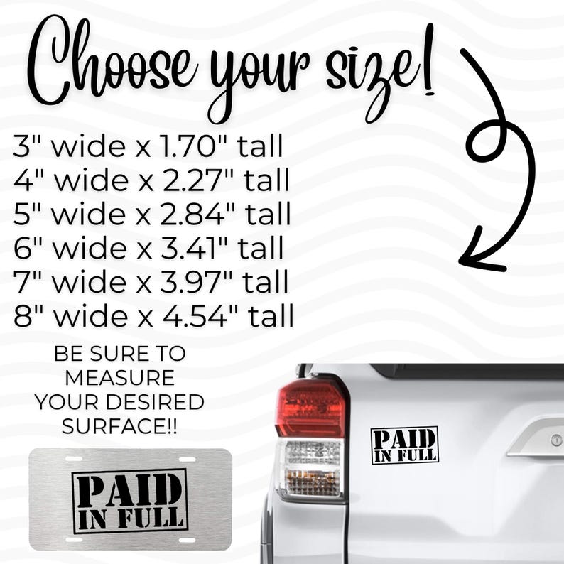 Paid In Full vinyl decal sticker bumper, Dave Ramsey Debt Free, Official Dave Car, Cash Is King, No Truck Payments image 2