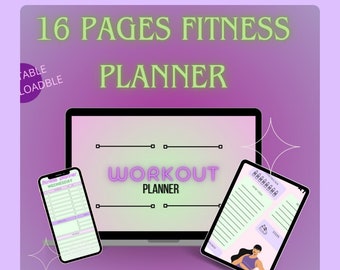 Printable pink and green fitness planner