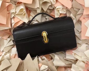 Leren clutch, minimalistische tas aan de bovenkant, avondtasje dames, dameshandtas