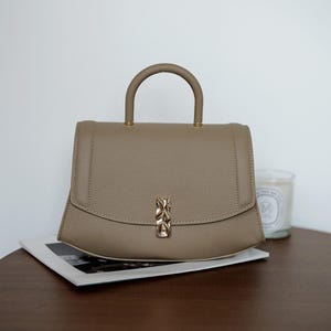 Leather Top Handle Bag, Leather Tote Bag, Minimalist Women's Handbags, Elegant Shoulder Bag