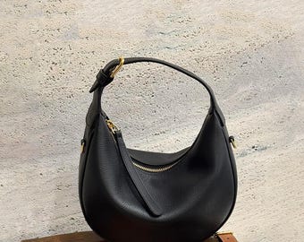 Leather Shoulder Bag, Minimalist Handbag, Women's Top Handle Bag, Crossbody Bag