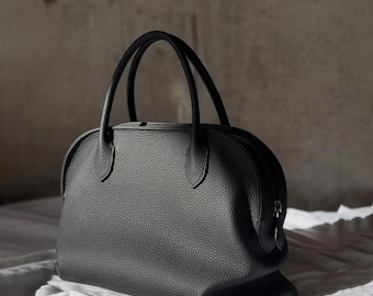 Leather Top Handle Bag, Genuine Leather Tote Bag, Minimalist Women&#39;s Handbags, Commuter Bag