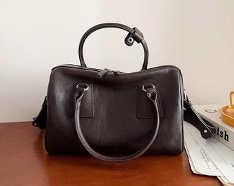 Ledertasche mit oberem Griff, kleine Ledertasche, minimalistische Damenhandtaschen, elegante Schultertasche