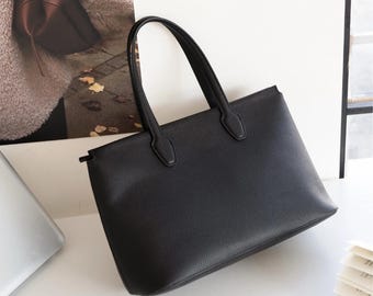 Leder Top Griff Tasche, Leder Einkaufstasche, Minimalistische Damenhandtaschen, echte Ledertasche