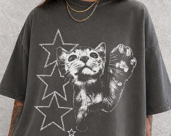 Funny Cat Shirt, Cat Paw Graphic Tee, 90s Retro Cat Shirt, Y2K Cat Tee, Funny Cat Meme, Cat Mom Gift, Cat Lover Shirt, Comfort Colors