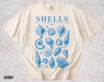 Seashell Shirt, Ocean Shell Graphic Tee, Vintage Coastal Shirt, Beach Lover Tee, Marine Life Shirt, Seashell Lover Gift, Comfort Colors