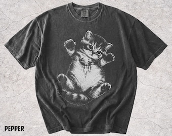 Cute Kitten Shirt, Vintage Cat Graphic Tee, Funny Cat Shirt, Retro Kitty Tee, Cat Lover Gift, Cat Mom Shirt, 90s Cat Tee, Comfort Colors