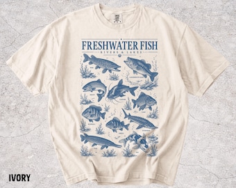 Freshwater Fish Shirt, Fishing Graphic Tee, Fish Species Shirt, Vintage Fishing Tee, Angler Gift, Fisherman Shirt, Comfort Colors