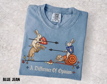 A Difference of Opinion Shirt, Medieval Rabbit Tee, Funny Bunny Knight Shirt, Medieval Snail, Renaissance Humor, Ren Faire Tee